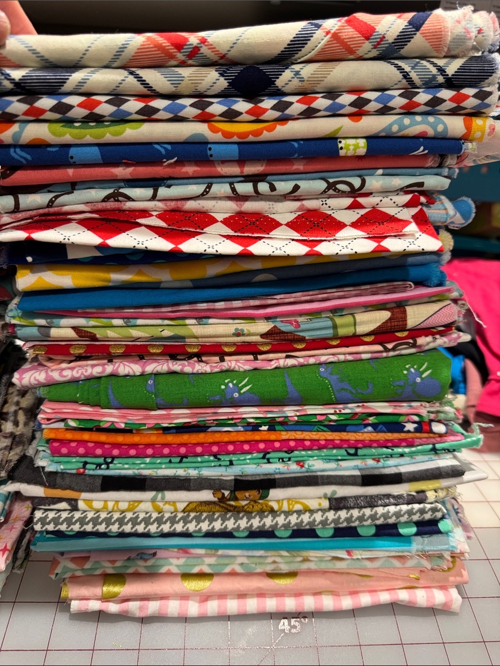 Assorted Patterned Cotton Fabric Bundle - Multi Color. Over 40 fabrics